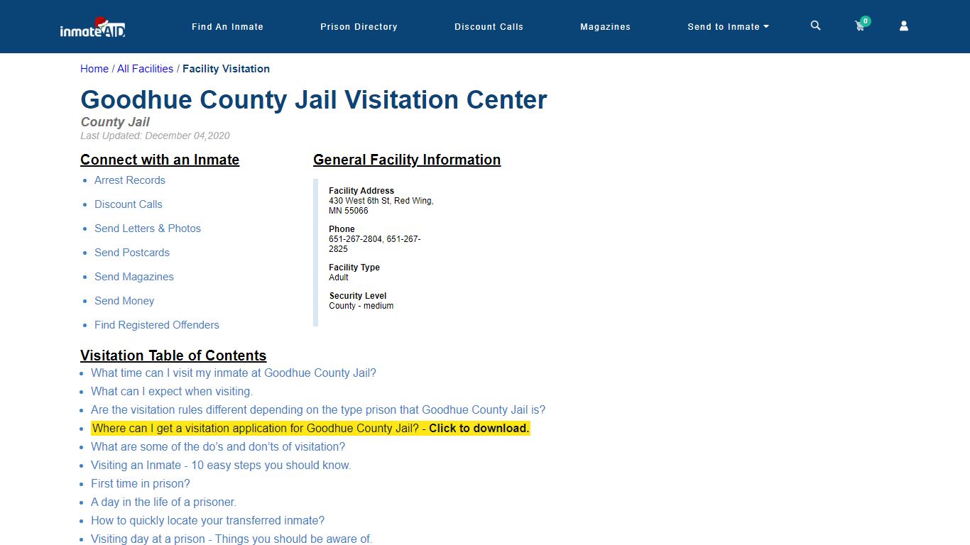 Goodhue County Jail | Visitation, dress code & visiting hours - InmateAid